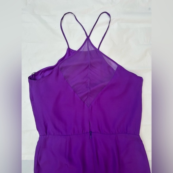 Mason by Michelle Mason  Purple Silk Asymmetrical Midi Dress halter size 8 - Picture 9 of 13